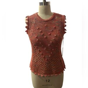 NWT Another Love Orange/Multicolor Elegant Crochet Sleeveless Top Women’s Sz XS